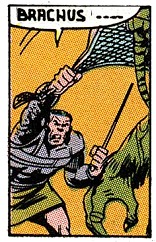 Brachus tries to entangle the Man-Thing with his net