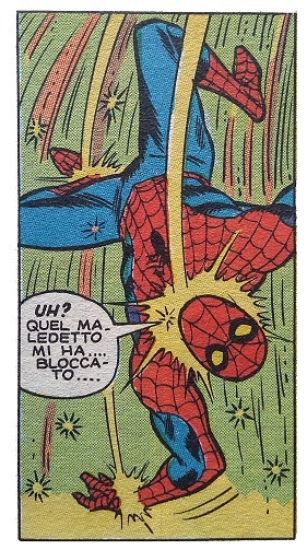 The ribbons grab Spider-Man