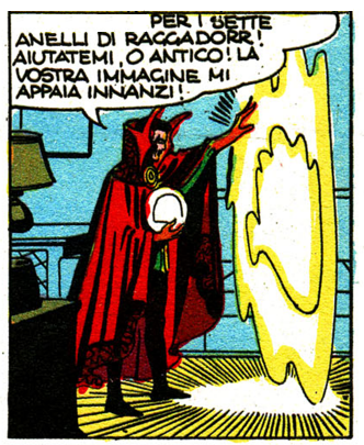 Doctor Strange contacting the Ancient One through divination