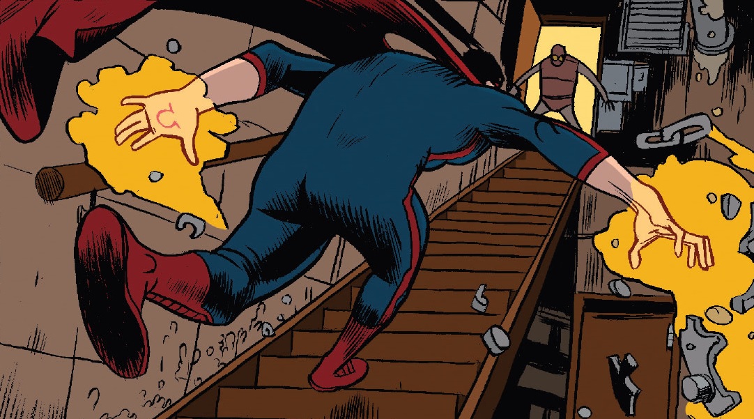 Seen from behind, using his powers.