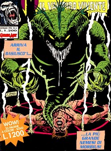 A green Basilisk on the cover of Morbius the Living Vampire#5