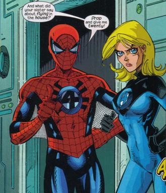 Spider-Man and Susan Storm confront the Human Torch