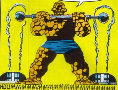 The Thing pits his strength against the isometric exerciser