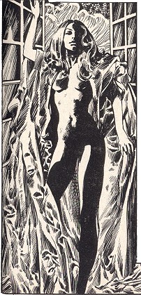 Rossella transforms from mist to flesh and enters the bedroom of Solomon Kane