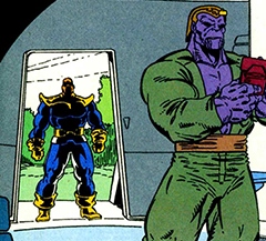 Thanos doppelganger in the doorway